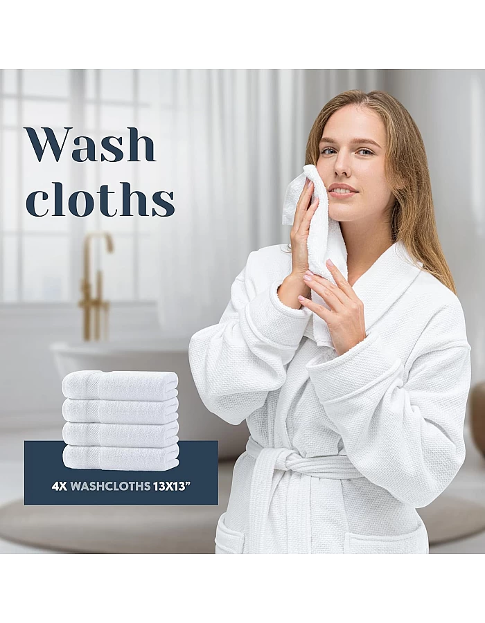 White Classic Luxury Bath Towel Set of 8 Pieces - 100% Turkish Cotton Highly Absorbent Towels for Bathroom, 2 Luxury Bath Towels 700GSM, 2 Hand Towels, 4 Washcloths, Wine Red
