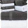 White Classic Luxury Bath Towel Set of 8 Pieces - 100% Turkish Cotton Highly Absorbent Towels for Bathroom, 2 Luxury Bath Towels 700GSM, 2 Hand Towels, 4 Washcloths, Wine Red