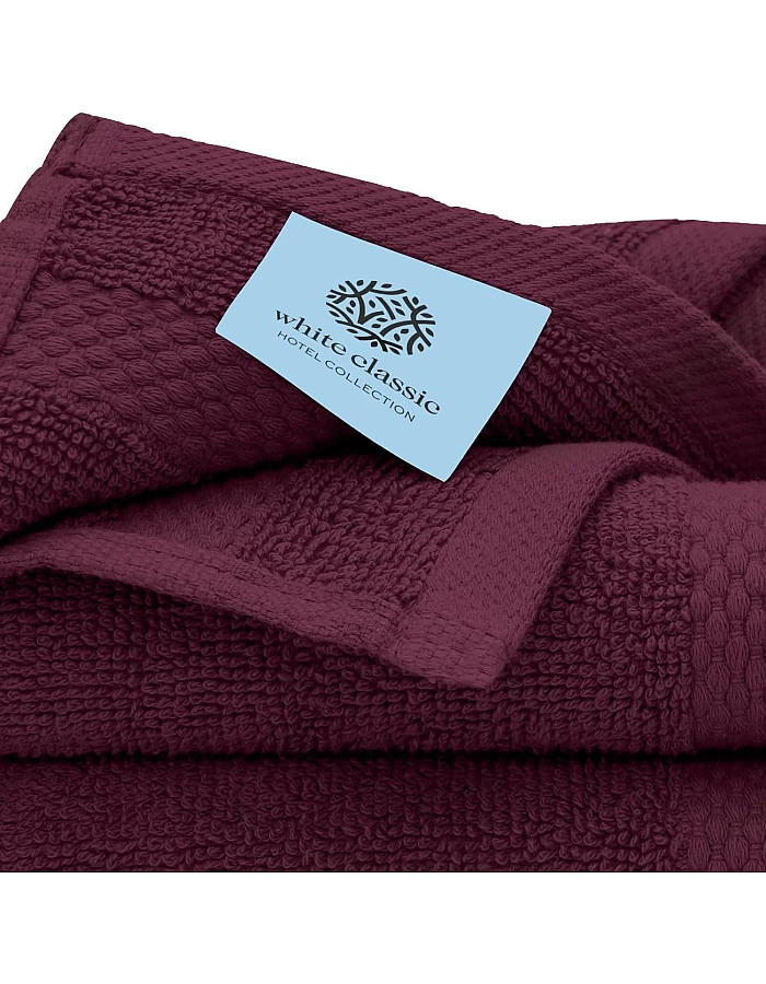 White Classic Luxury Bath Towel Set of 8 Pieces - 100% Turkish Cotton Highly Absorbent Towels for Bathroom, 2 Luxury Bath Towels 700GSM, 2 Hand Towels, 4 Washcloths, Wine Red