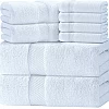 White Classic Luxury Bath Towel Set of 8 Pieces - 100% Turkish Cotton Highly Absorbent Towels for Bathroom, 2 Luxury Bath Towels 700GSM, 2 Hand Towels, 4 Washcloths, Taupe