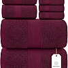 White Classic Luxury Bath Towel Set of 8 Pieces - 100% Turkish Cotton Highly Absorbent Towels for Bathroom, 2 Luxury Bath Towels 700GSM, 2 Hand Towels, 4 Washcloths, Taupe