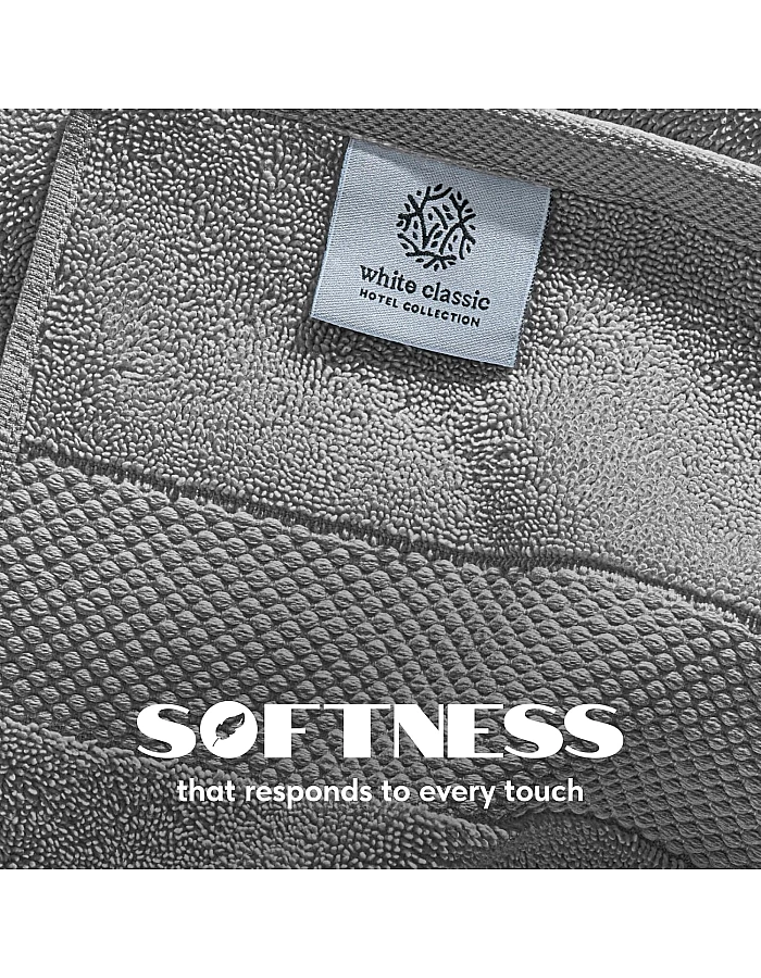 White Classic Luxury Cotton Bath Towels Large - | Highly Absorbent Hotel spa Collection Bathroom Towel | 27x54 Inch | Set of 4 (Grey, 4)