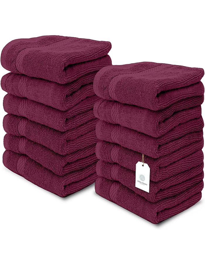 White Classic Luxury Cotton Washcloths 13x13 Inch - 650 GSM Turkish Cotton | Hotel, Spa, Bathroom Face Towel | 12 Pack, Dark Gray