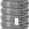 White Classic Luxury Hand Towels | Cotton Hotel spa Bathroom Towel | 16x30 | 6 Pack | Grey