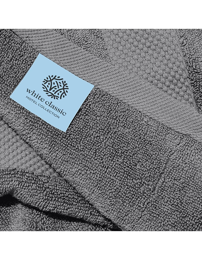 White Classic Luxury Hand Towels | Cotton Hotel spa Bathroom Towel | 16x30 | 6 Pack | Grey