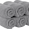 White Classic Luxury Hand Towels | Cotton Hotel spa Bathroom Towel | 16x30 | 6 Pack | Grey