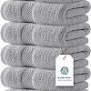 White Classic Luxury Hand Towels 6 Pc Set - Premium Cotton Hotel Style Bathroom Towels 16x30, Highly Absorbent 650 GSM Towels for Bathroom, Gym, Shower, Spa, Dormitory, Kitchen 6 Pack, Dolphin Gray