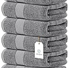 White Classic Luxury Hand Towels for Bathroom-Hotel-Spa-Kitchen-Set - Circlet Egyptian Cotton - 16x30 Inches - Set of 6 (Gray)