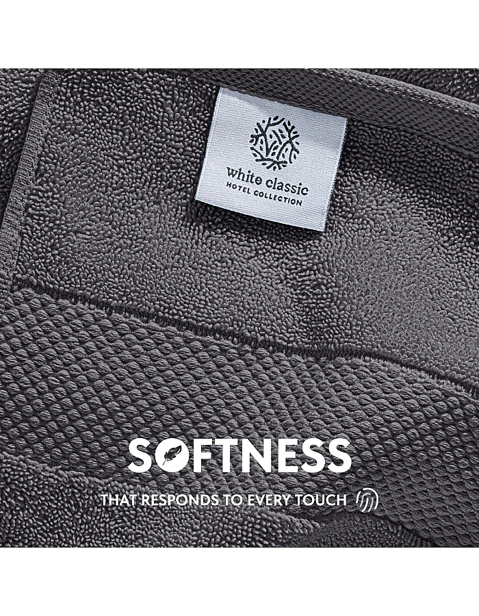 White Classic Luxury Hand Towels for Bathroom-Hotel-Spa-Kitchen-Set - Circlet Egyptian Cotton - 16x30 Inches - Set of 6 (Gray)