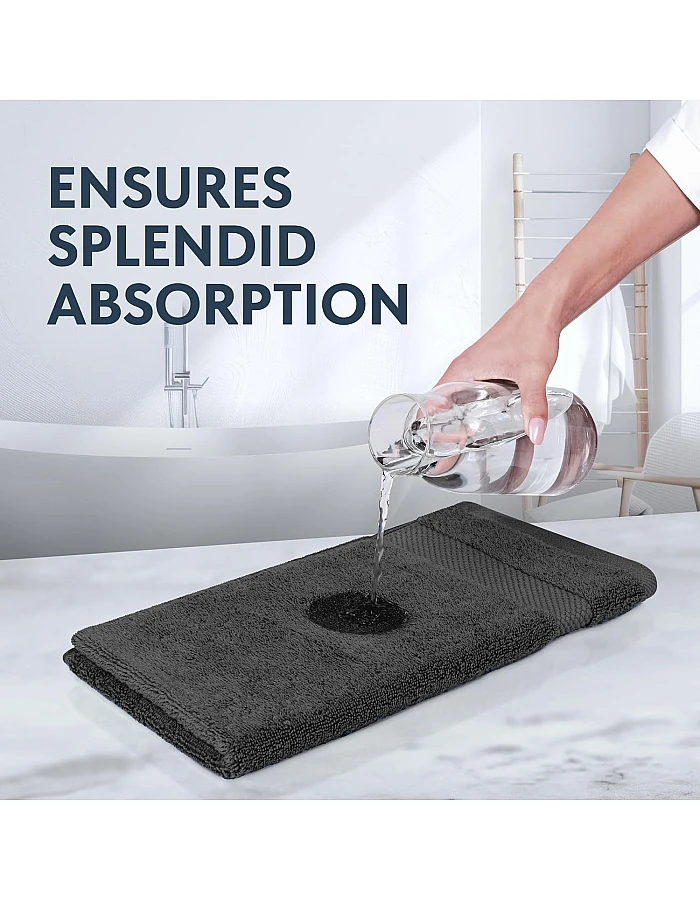 White Classic Luxury Hand Towels for Bathroom-Hotel-Spa-Kitchen-Set - Circlet Egyptian Cotton - 16x30 Inches - Set of 6 (Gray)