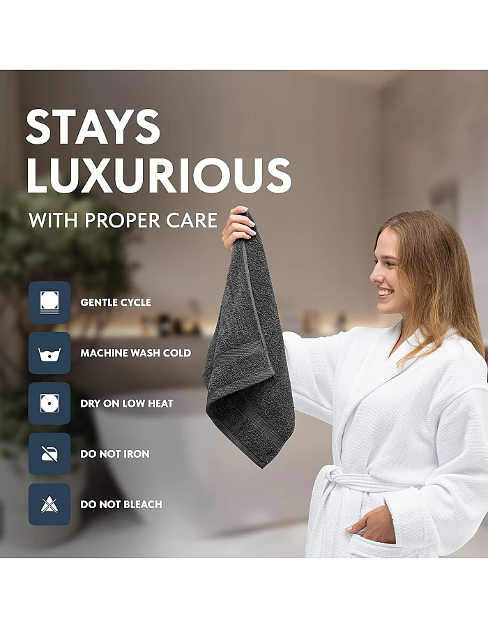 White Classic Luxury Hand Towels for Bathroom-Hotel-Spa-Kitchen-Set - Circlet Egyptian Cotton - 16x30 Inches - Set of 6 (Gray)