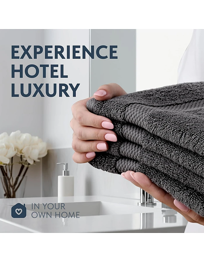 White Classic Luxury Hand Towels for Bathroom-Hotel-Spa-Kitchen-Set - Circlet Egyptian Cotton - 16x30 Inches - Set of 6 (Gray)