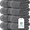 White Classic Luxury Hand Towels for Bathroom-Hotel-Spa-Kitchen-Set - Circlet Egyptian Cotton - 16x30 Inches - Set of 6 (Gray)