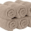 White Classic Luxury Hand Towels for Bathroom-Hotel-Spa-Kitchen-Set - Circlet Egyptian Cotton - 16x30 Inches - Set of 6 (Taupe)