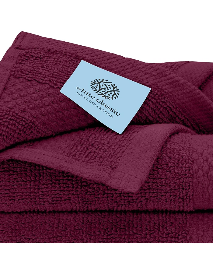 White Classic Luxury Washcloths for Bathroom-Hotel-Spa-Kitchen-Set - Circlet Egyptian Cotton - Highly Absorbent Hotel Quality Face Towels - Bulk Set of 12-13x13 Inch (Wine Red)