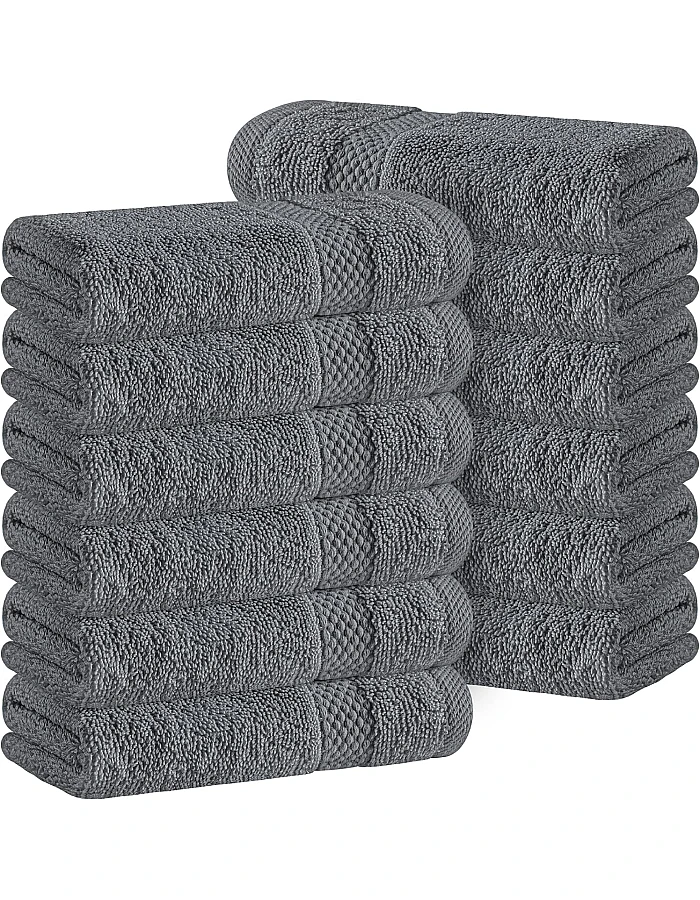 White Classic Luxury Washcloths for Bathroom-Hotel-Spa-Kitchen-Set - Circlet Egyptian Cotton - Highly Absorbent Hotel Quality Face Towels - Bulk Set of 12-13x13 Inch (Wine Red)