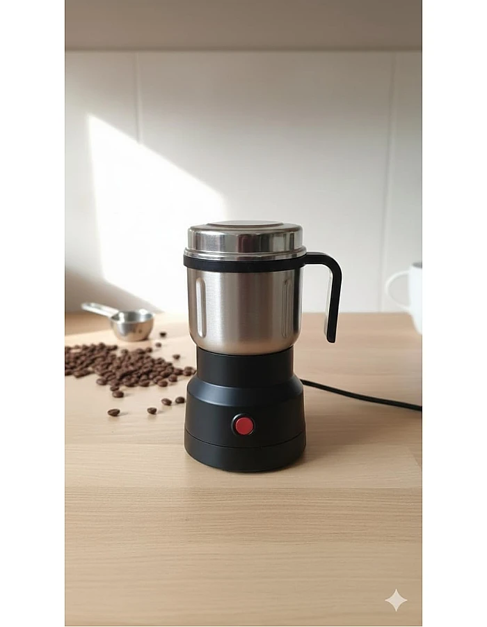 Electric Coffee and Spice Grinder, Stainless Steel One-Touch Multi-Purpose Grinder for Coffee Beans, Spices, Herbs, Nuts and Grains with Transparent Safety Lid
