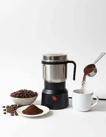 Electric Coffee and Spice Grinder, Stainless Steel One-Touch Multi-Purpose Grinder for Coffee Beans, Spices, Herbs, Nuts and Grains with Transparent Safety Lid