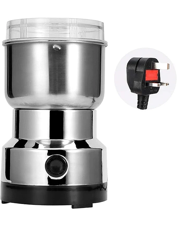 Electric Spice Grinder Stainless Steel 150W Coffee Bean Nut Grinder With 4 Blades Press To Start Compact Design For Herbs Seeds Quiet Operation Easy To Clean