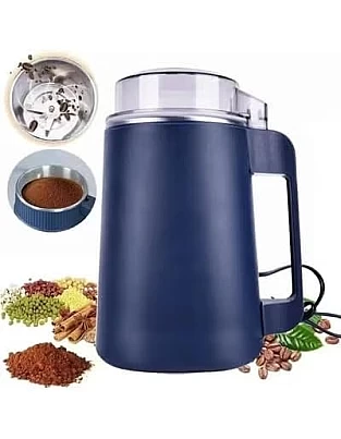 HAPPY HOME Grain Mill, Multifunctional Electric Spice Mill, Coffee Grinder with Stainless Steel Striking Knife and Transparent Lid, 600 ml Capacity for Coffee Beans, Nuts, Spices, Grains, Herbs