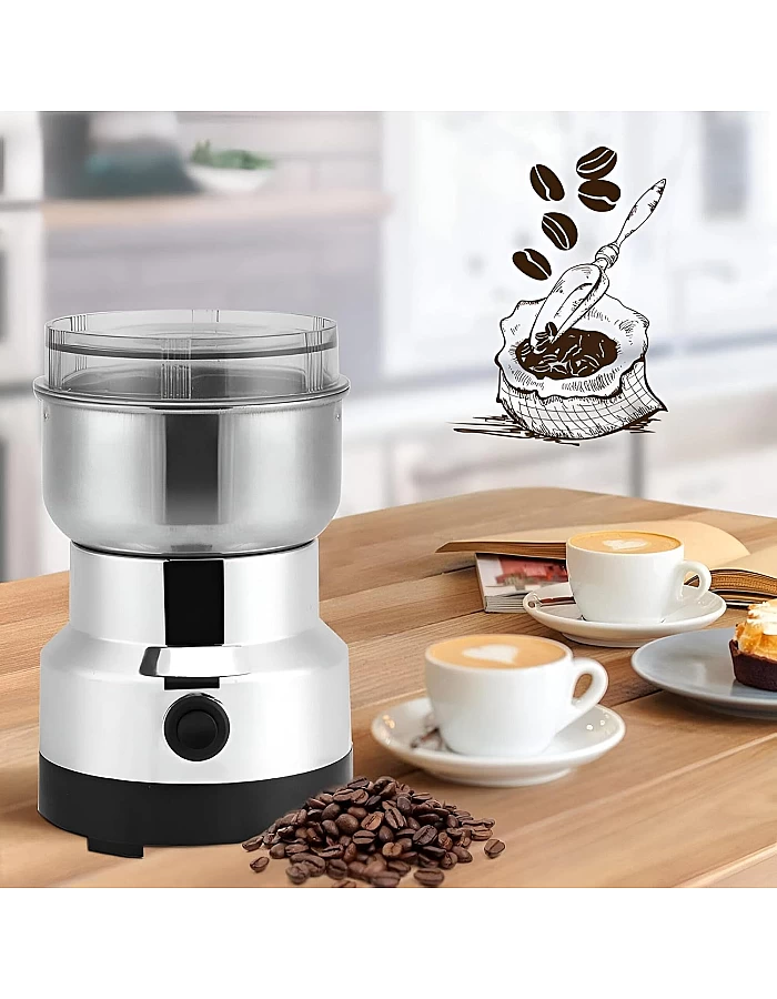 Multifunctional Electric Coffee Grinder with 4 Stainless Steel Blades Designed to Grind Coffee Beans, Spices, Flaxseed and More Efficiently with Powerful 150W Motor