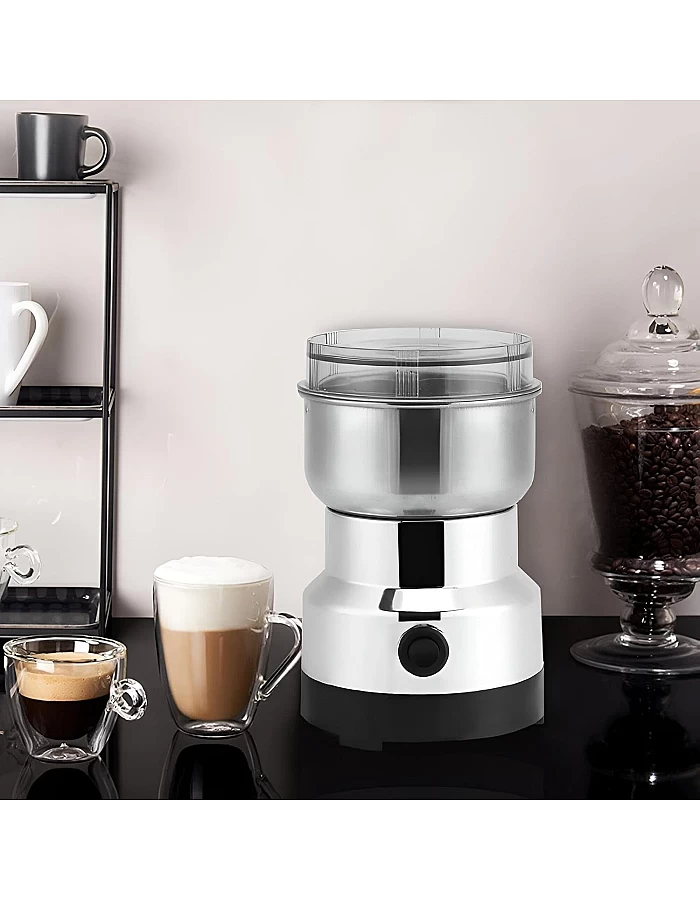 Multifunctional Electric Coffee Grinder with 4 Stainless Steel Blades Designed to Grind Coffee Beans, Spices, Flaxseed and More Efficiently with Powerful 150W Motor