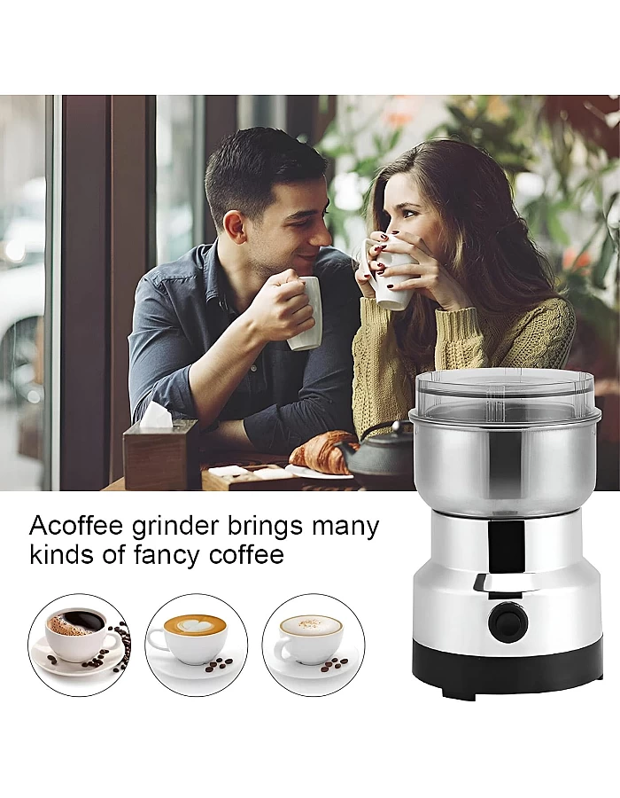Multifunctional Electric Coffee Grinder with 4 Stainless Steel Blades Designed to Grind Coffee Beans, Spices, Flaxseed and More Efficiently with Powerful 150W Motor
