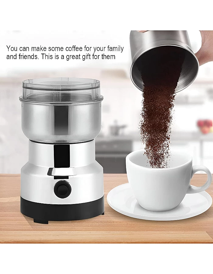 Multifunctional Electric Coffee Grinder with 4 Stainless Steel Blades Designed to Grind Coffee Beans, Spices, Flaxseed and More Efficiently with Powerful 150W Motor