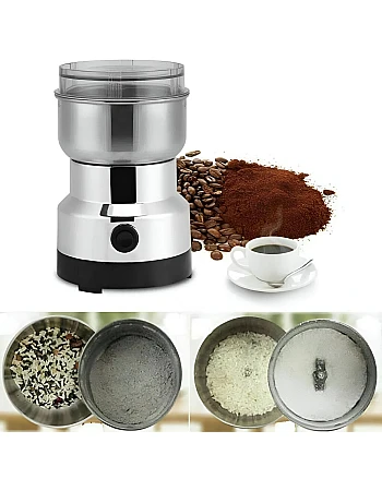 Multifunctional Electric Coffee Grinder with 4 Stainless Steel Blades Designed to Grind Coffee Beans, Spices, Flaxseed and More Efficiently with Powerful 150W Motor