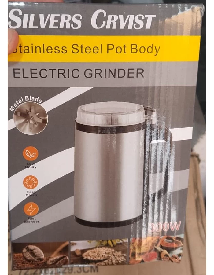 SILVERCRQST MOTOR Stainless Steel Electric Coffee Grinder Spice Grinder 300W 150g Capacity with 6 Sharp Stainless Steel Blades for Spices, Nuts, Herbs, Coffee Grinding Powers Easy to Clean