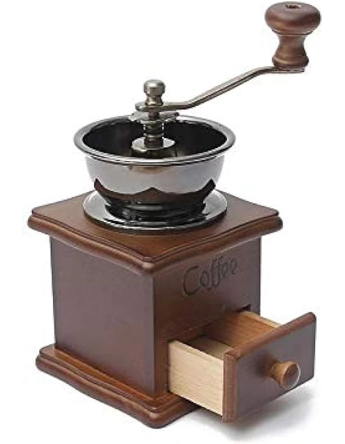 Classical Wooden Manual Coffee Grinder Stainless Steel Retro Coffee Spice Mini Burr Mill With High-quality Ceramic Millstone