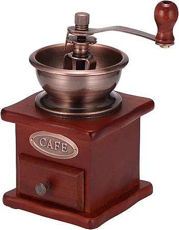 Houkiper Vintage Manual Coffee Grinder, Wooden Coffee Bean Spice Hand Grinder, Ceramic Mill (Brown)