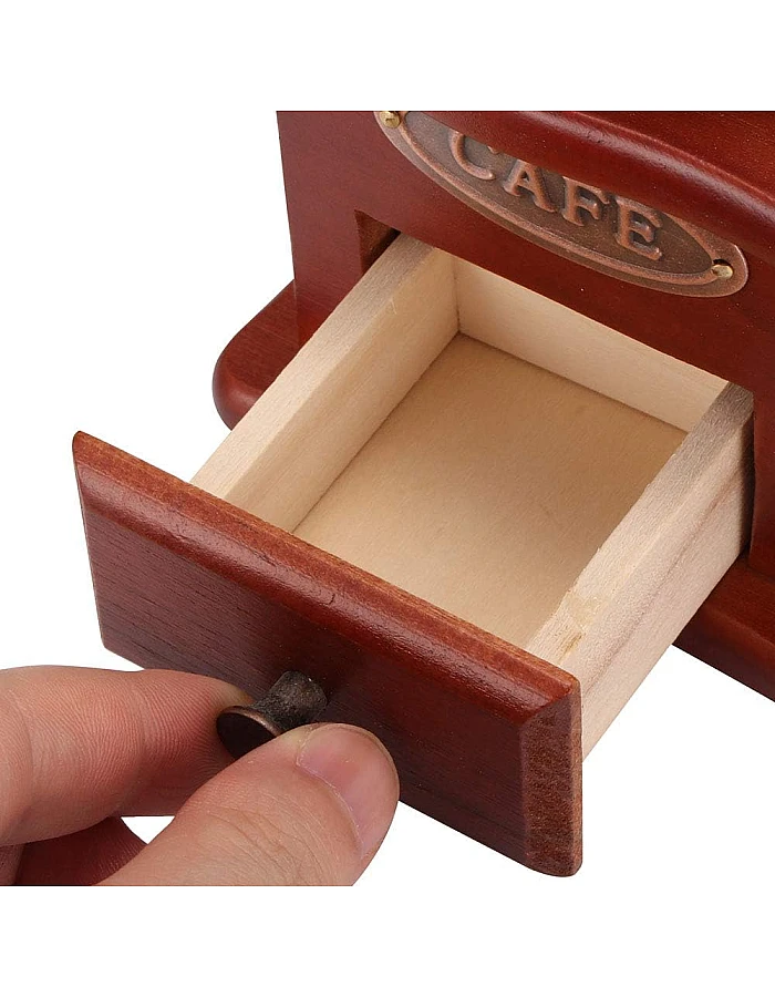 Houkiper Vintage Manual Coffee Grinder, Wooden Coffee Bean Spice Hand Grinder, Ceramic Mill (Brown)