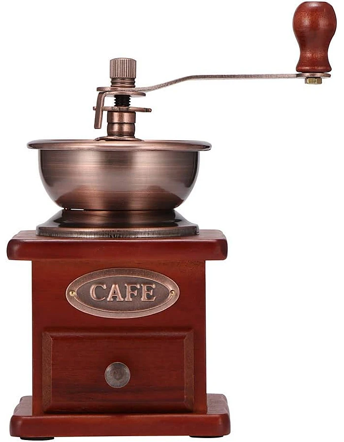 Houkiper Vintage Manual Coffee Grinder, Wooden Coffee Bean Spice Hand Grinder, Ceramic Mill (Brown)