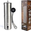 ILAMSHAR Manual Coffee Grinder with Adjustable Settings, Brushed Stainless Steel, Conical Burr Mill for Aeropress, Drip Coffee, Espresso, French Press, Turkish Brew