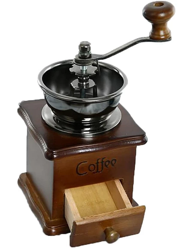 Liseng Manual Coffee Grinder Wooden Vintage Coffee Beans Spice Grinder Portable Hand Crank Coffeemaker Hand Grinder Machine, Office, Travel