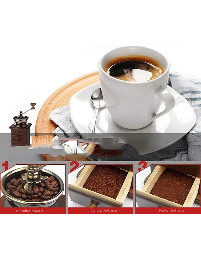 Liseng Manual Coffee Grinder Wooden Vintage Coffee Beans Spice Grinder Portable Hand Crank Coffeemaker Hand Grinder Machine, Office, Travel