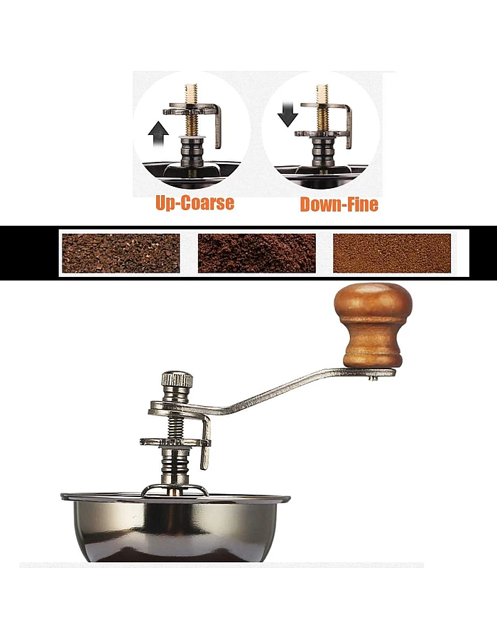 Liseng Manual Coffee Grinder Wooden Vintage Coffee Beans Spice Grinder Portable Hand Crank Coffeemaker Hand Grinder Machine, Office, Travel