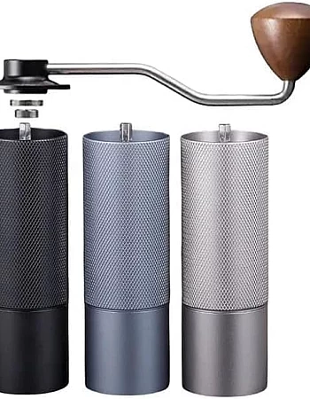 Manual Coffee Grinder Five-gear Adjustable Internal Setting Double Bearing Position Capacity 25g Steel Burrs Japanese Technology silver)