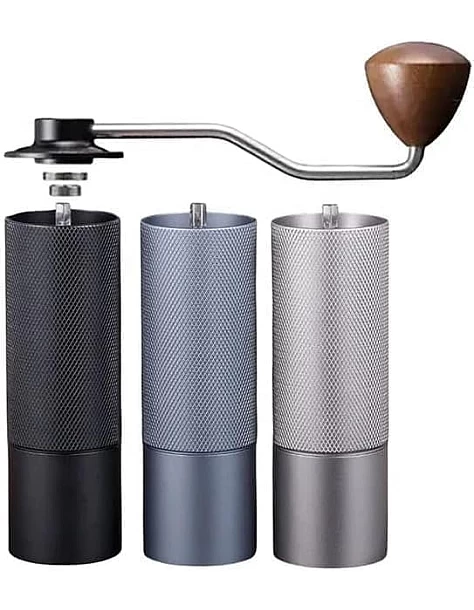 Manual Coffee Grinder Five-gear Adjustable Internal Setting Double Bearing Position Capacity 25g Steel Burrs Japanese Technology silver)