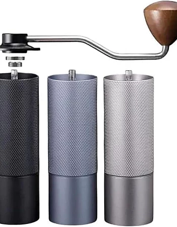 Manual Coffee Grinder Five-gear Adjustable Internal Setting Double Bearing Position Capacity 25g Steel Burrs Japanese Technology silver)