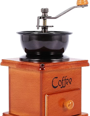 NIZEAMI Coffee Grinder Manual Coffee Grinder in Wood Manual Coffee Grinder Stainless Steel Retro Coffee Spice Mini Burr Mill with Ceramic