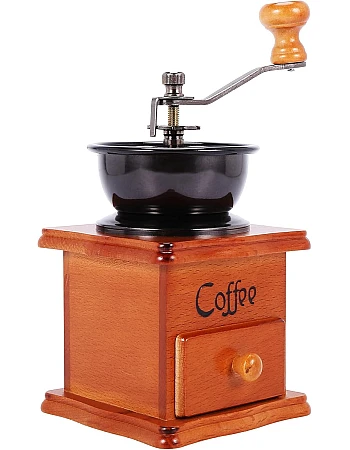 NIZEAMI Coffee Grinder Manual Coffee Grinder in Wood Manual Coffee Grinder Stainless Steel Retro Coffee Spice Mini Burr Mill with Ceramic