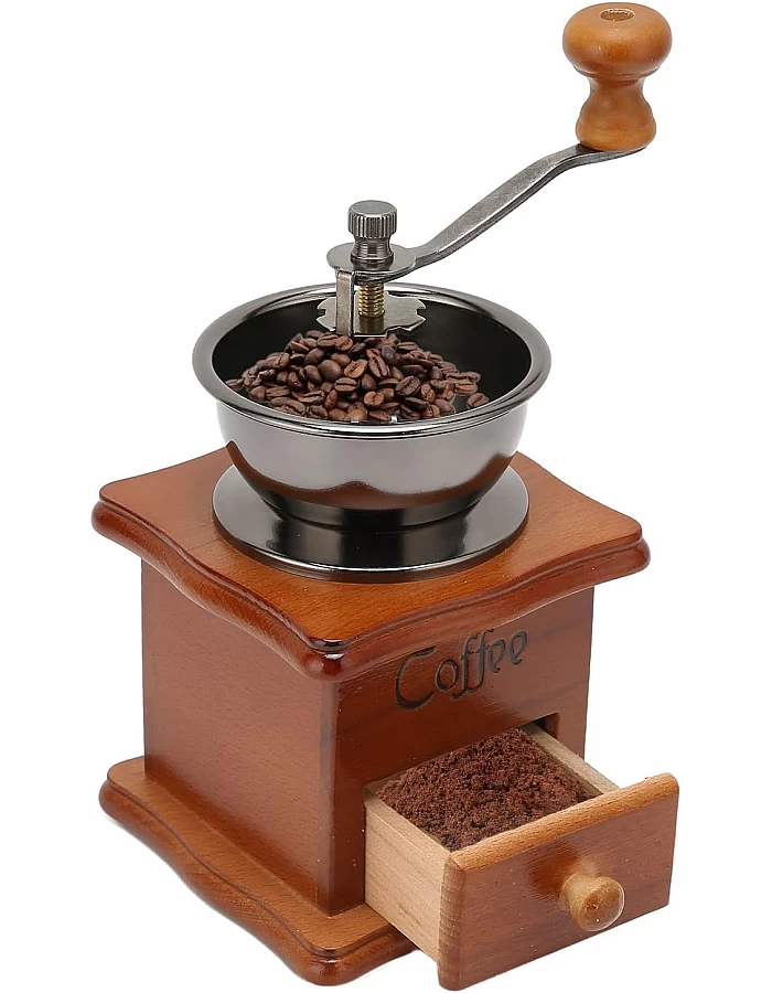 Natudeco Manual coffee grinder, manual coffee grinder in vintage style. Classic coffee grinder. for French drip coffee printing