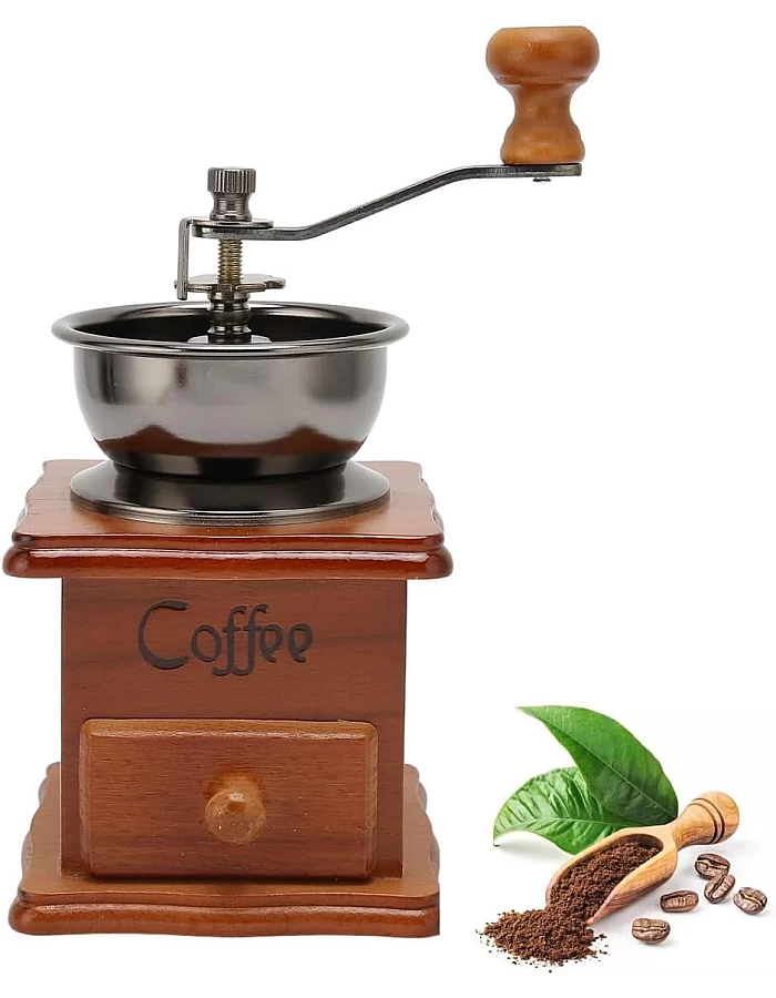 Natudeco Manual coffee grinder, manual coffee grinder in vintage style. Classic coffee grinder. for French drip coffee printing