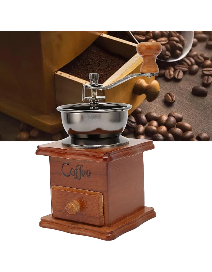 Natudeco Manual coffee grinder, manual coffee grinder in vintage style. Classic coffee grinder. for French drip coffee printing