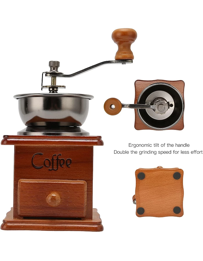 Natudeco Manual coffee grinder, manual coffee grinder in vintage style. Classic coffee grinder. for French drip coffee printing