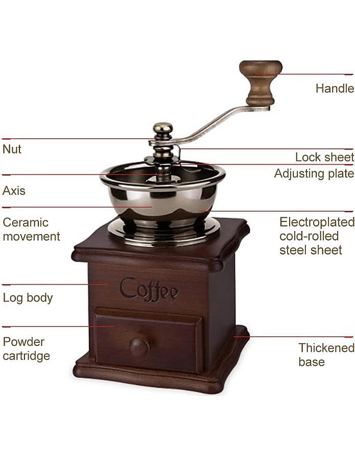OTAIVE Manual Coffee Grinder Adjustable Coarseness Coffee Mill Grinder,Manual Coffee Bean Grinder,Coffee Bean Grinder Vintage Portable Handheld Coffee Grinder forHome,Office,Travelling