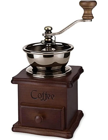 Qidiwin Manual Coffee Grinder-Small Antique Wooden Hand Grinder with Drawer, Great Gift for Kids Hand Make Tool or Home Decoration