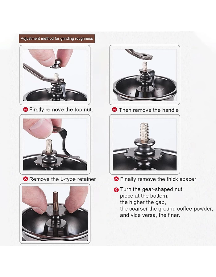 Ruiqas Manual Coffee Grinder - Retro Vintage Style - Adjustable Grind Size - Easy Manual Operation - Pine Wood & Cast Iron & Ceramic - Grinding Coffee Beans